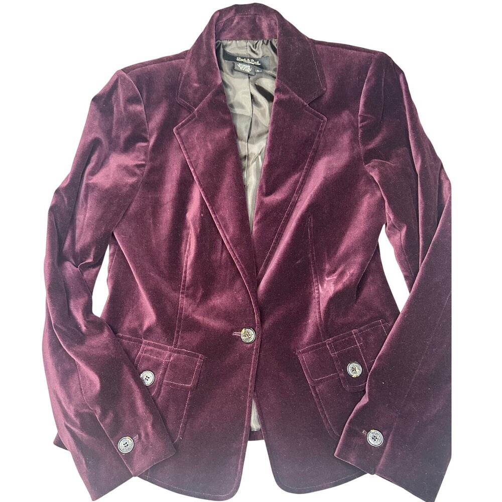 Peck & Peck Cotton Velvet Blazer Maroon Flap Pocket
